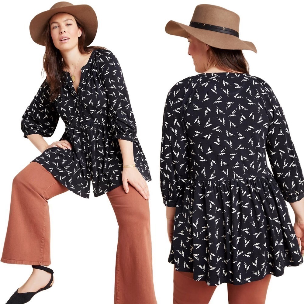 Maeve by Anthropologie Winona Butterfly Novelty Print Babydoll Tunic Size XS